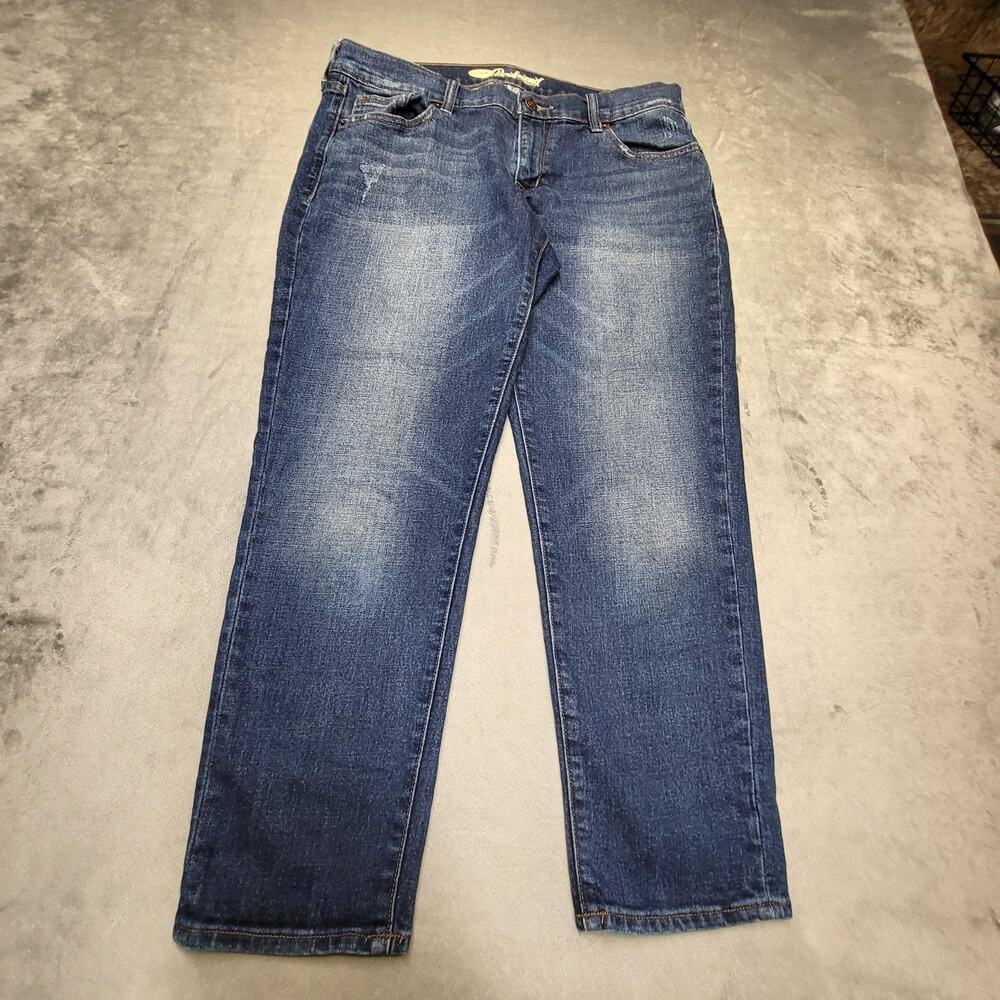 Old Navy Jeans Womens 8 Blue Boyfriend Relaxed Ripped Stretch Casual 5-Pocket